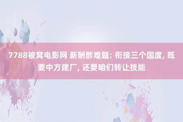 7788被窝电影网 新酬酢难题: 衔接三个国度， 既要中方建厂， 还要咱们转让技能